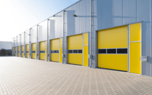 This is a white and yellow Self-Storage Facility.