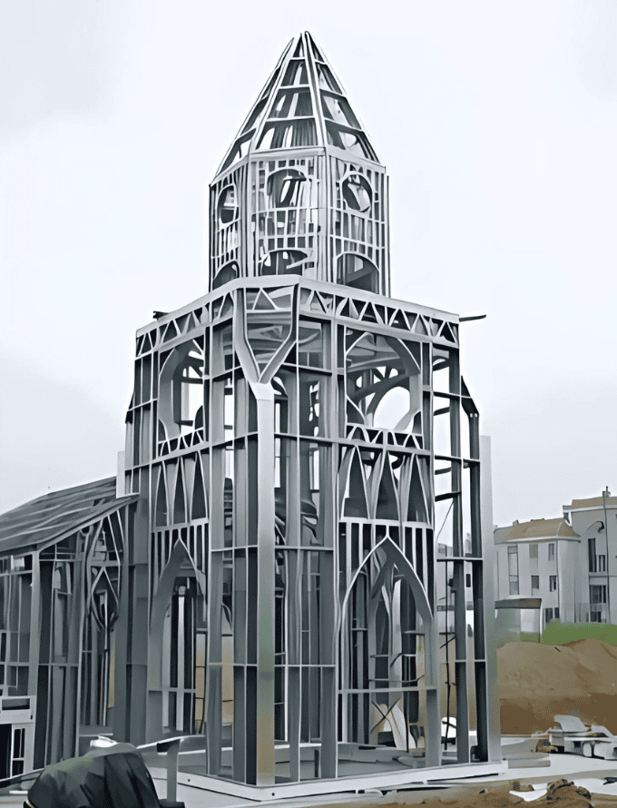 a steel framed church