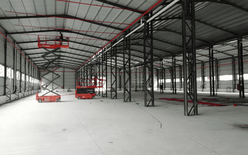 This is a steel warehouse structure image.