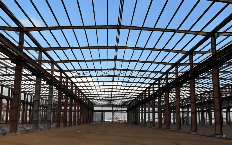 This is a steel warehouse structure.