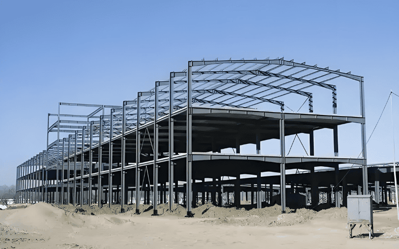 This is a steel structure warehouse building frame.