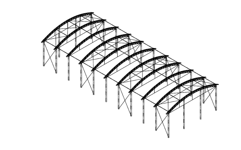 steel workshop with multi-span structure