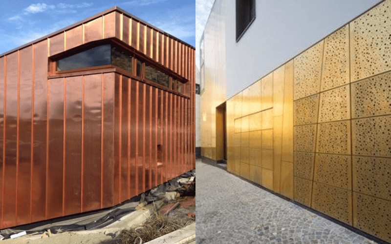 copper wall cladding vs brass wall cladding