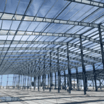 Steel structure building with modern design, showcasing durable and customizable prefabricated construction for versatile living and workspaces.