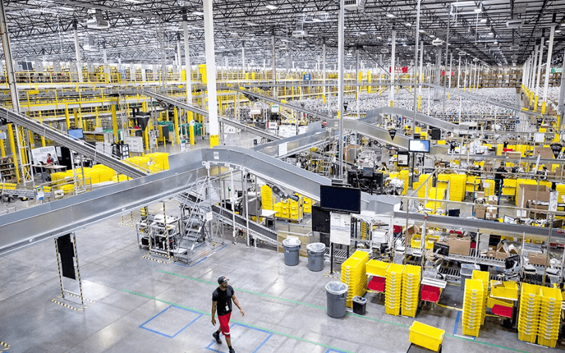 the interior of Amazon Distribution Center