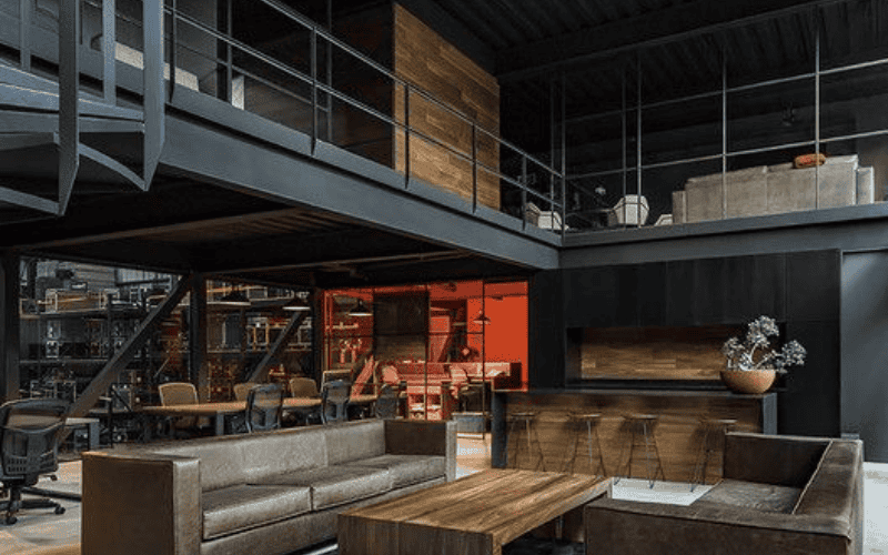 the interior of a industrial barndominium